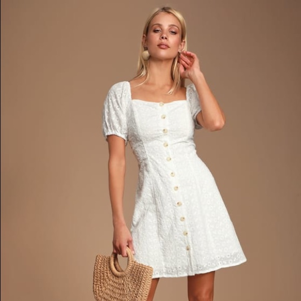 Lulus Sweet Sonata White Eyelet Dress